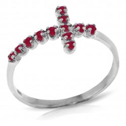 ALARRI 0.3 CTW 14K Solid White Gold Cross Ring Natural Ruby