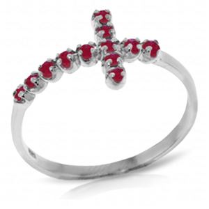 ALARRI 0.3 CTW 14K Solid White Gold Cross Ring Natural Ruby