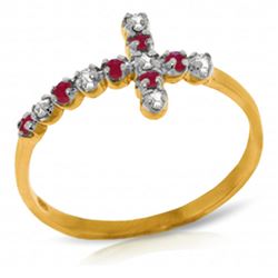 ALARRI 0.24 CTW 14K Solid Gold Cross Ring Diamond Ruby