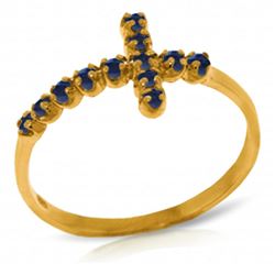 ALARRI 0.3 Carat 14K Solid Gold Cross Ring Natural Sapphire