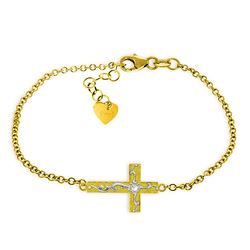 ALARRI 0.05 CTW 14K Solid Gold Cross Bracelet Natural Diamond