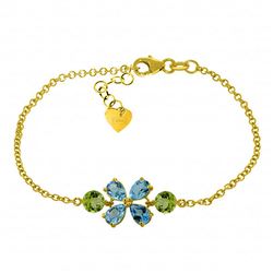 ALARRI 3.15 Carat 14K Solid Gold Bracelet Blue Topaz Peridot