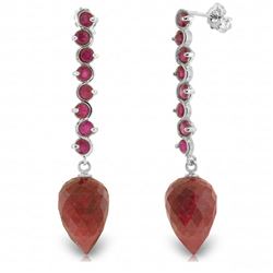 ALARRI 29.2 CTW 14K Solid White Gold Drop Briolette Ruby Earrings