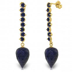 ALARRI 29.2 CTW 14K Solid Gold Drop Briolette Sapphire Earrings