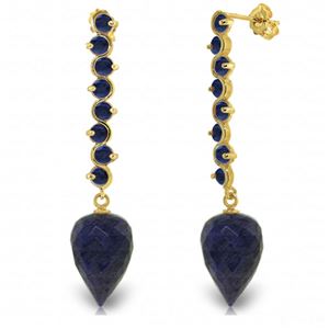 ALARRI 29.2 CTW 14K Solid Gold Drop Briolette Sapphire Earrings