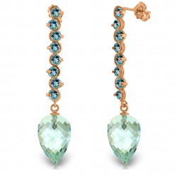 ALARRI 25.6 Carat 14K Solid Rose Gold Drop Briolette Blue Topaz Earrings