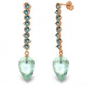 ALARRI 25.6 Carat 14K Solid Rose Gold Drop Briolette Blue Topaz Earrings