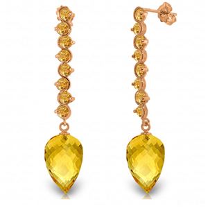 ALARRI 22.1 Carat 14K Solid Rose Gold Drop Briolette Citrine Earrings
