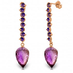 ALARRI 22.1 Carat 14K Solid Rose Gold Drop Briolette Amethyst Earrings