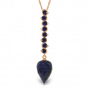 ALARRI 14.55 Carat 14K Solid Rose Gold Necklace Pointy Briolette Drop Sapphire