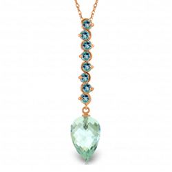 ALARRI 12.8 Carat 14K Solid Rose Gold Necklace Pointy Briolette Drop Blue Topaz