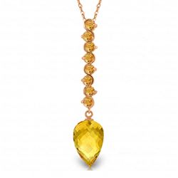 ALARRI 11.05 Carat 14K Solid Rose Gold Necklace Pointy Briolette Drop Citrine