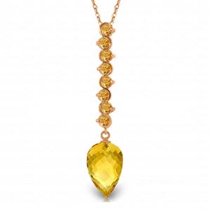 ALARRI 11.05 Carat 14K Solid Rose Gold Necklace Pointy Briolette Drop Citrine