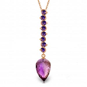 ALARRI 11.05 CTW 14K Solid Rose Gold Necklace Pointy Briolette Drop Amethyst