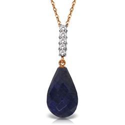 ALARRI 8.88 Carat 14K Solid Rose Gold Necklace Briolette Drop Sapphire