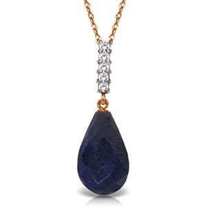 ALARRI 8.88 Carat 14K Solid Rose Gold Necklace Briolette Drop Sapphire