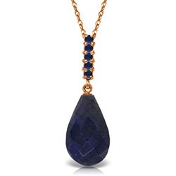 ALARRI 9 Carat 14K Solid Rose Gold Necklace Briolette Drop Sapphire