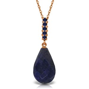 ALARRI 9 Carat 14K Solid Rose Gold Necklace Briolette Drop Sapphire
