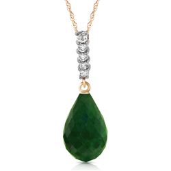 ALARRI 8.88 Carat 14K Solid Gold Necklace Diamond Briolette Drop Emerald
