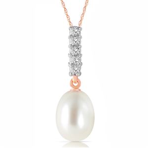 ALARRI 4.08 Carat 14K Solid Rose Gold Necklace Diamond Briolette Pearl