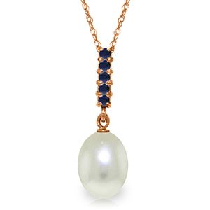 ALARRI 4.2 Carat 14K Solid Rose Gold Necklace Sapphire Briolette Pearl