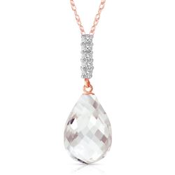 ALARRI 7.18 Carat 14K Solid Rose Gold Necklace Diamond Briolette Drop White To