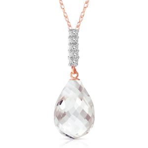 ALARRI 7.18 Carat 14K Solid Rose Gold Necklace Diamond Briolette Drop White To