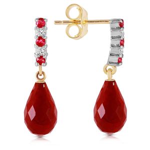 ALARRI 6.9 CTW 14K Solid Gold Diamond Ruby Earrings Dangling Briolette Ruby