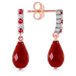 ALARRI 6.9 CTW 14K Solid Rose Gold Diamond Ruby Earrings Dangling Briolette Ruby