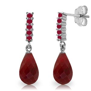 ALARRI 7 CTW 14K Solid White Gold Ruby Earrings Briolette Dangling Ruby