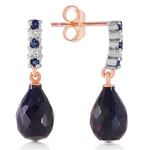 ALARRI 6.9 CTW 14K Solid Rose Gold Diamond Sapphire Earrings Dangling Briolett