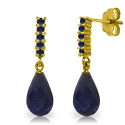 ALARRI 7 Carat 14K Solid Gold Sapphire Earrings Briolette Dangling Sapphire