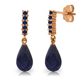 ALARRI 7 CTW 14K Solid Rose Gold Sapphire Earrings Briolette Dangling Sapphire