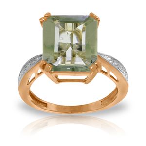 ALARRI 5.62 Carat 14K Solid Rose Gold Ring Natural Diamond Green Amethyst