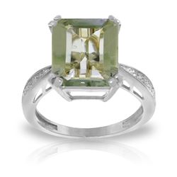 ALARRI 5.62 CTW 14K Solid White Gold Ring Natural Diamond Green Amethyst