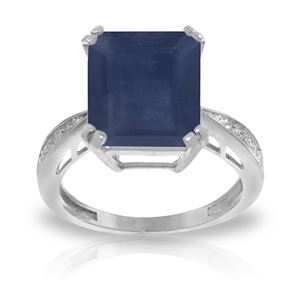 ALARRI 7.27 CTW 14K Solid White Gold Ring Natural Diamond Sapphire