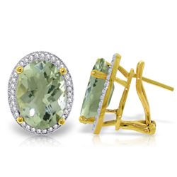 ALARRI 10.56 CTW 14K Solid Gold French Clips Earrings Diamond Green Amethyst