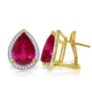 ALARRI 11.02 Carat 14K Solid Gold French Clips Earrings Diamond Ruby