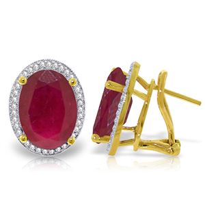 ALARRI 15.86 Carat 14K Solid Gold French Clips Earrings Diamond Ruby
