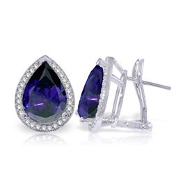 ALARRI 10.52 CTW 14K Solid White Gold French Clips Earrings Diamond Sapphire