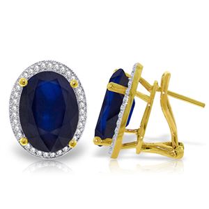 ALARRI 13.16 Carat 14K Solid Gold French Clips Earrings Diamond Sapphire
