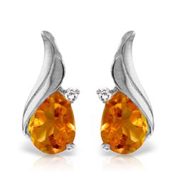 ALARRI 3.26 Carat 14K Solid White Gold Stud Earrings Diamond Citrine