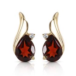 ALARRI 4.06 Carat 14K Solid Gold Stud Earrings Diamond Garnet