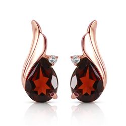 ALARRI 4.06 Carat 14K Solid Rose Gold Stud Earrings Diamond Garnet