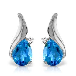 ALARRI 5.06 Carat 14K Solid White Gold Stud Earrings Diamond Blue Topaz