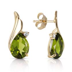 ALARRI 4.26 CTW 14K Solid Gold Stud Earrings Diamond Peridot