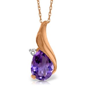 ALARRI 1.53 Carat 14K Solid Rose Gold Necklace Diamond Amethyst
