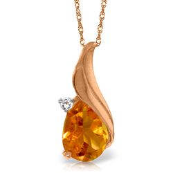 ALARRI 1.53 Carat 14K Solid Rose Gold Necklace Diamond Citrine