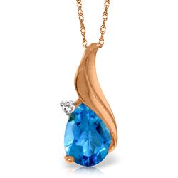 ALARRI 2.53 Carat 14K Solid Rose Gold Necklace Diamond Blue Topaz
