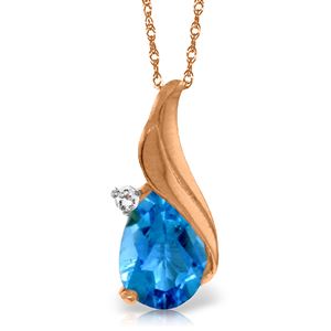 ALARRI 2.53 Carat 14K Solid Rose Gold Necklace Diamond Blue Topaz